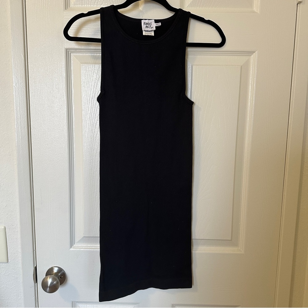 Princess Polly Ribbed Black Tank Top Short Dress XS/S Sleeveless Bodycon LBD